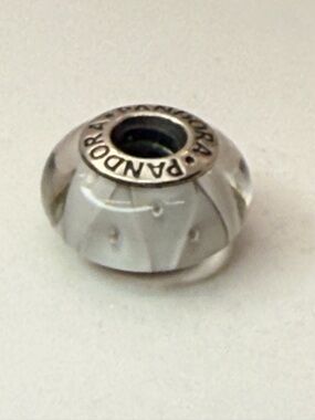 Retired Pandora White Looking Glass Murano Charm 790921 ALE